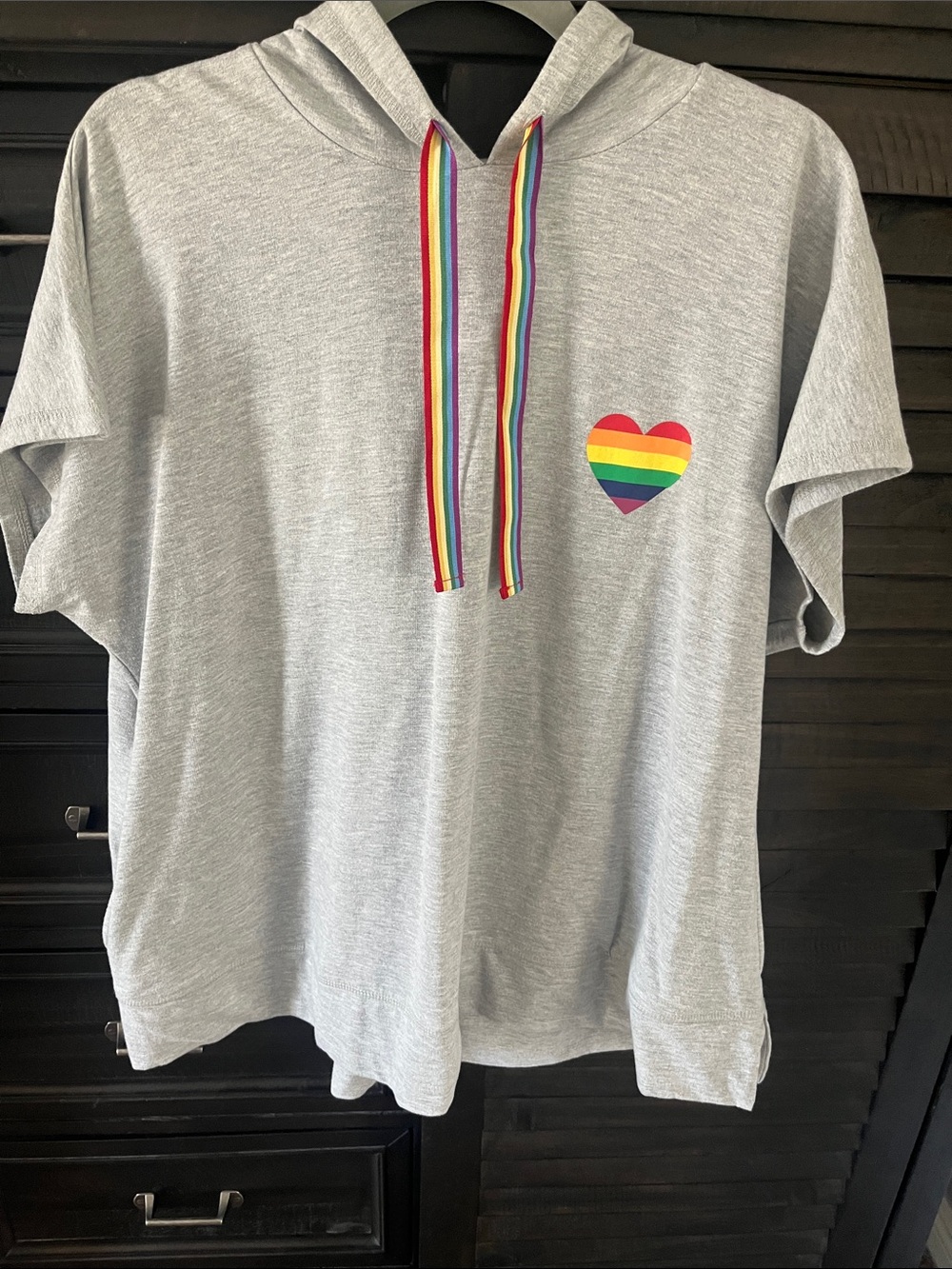 Lane Bryant Grey Rainbow short sleeve hoodie